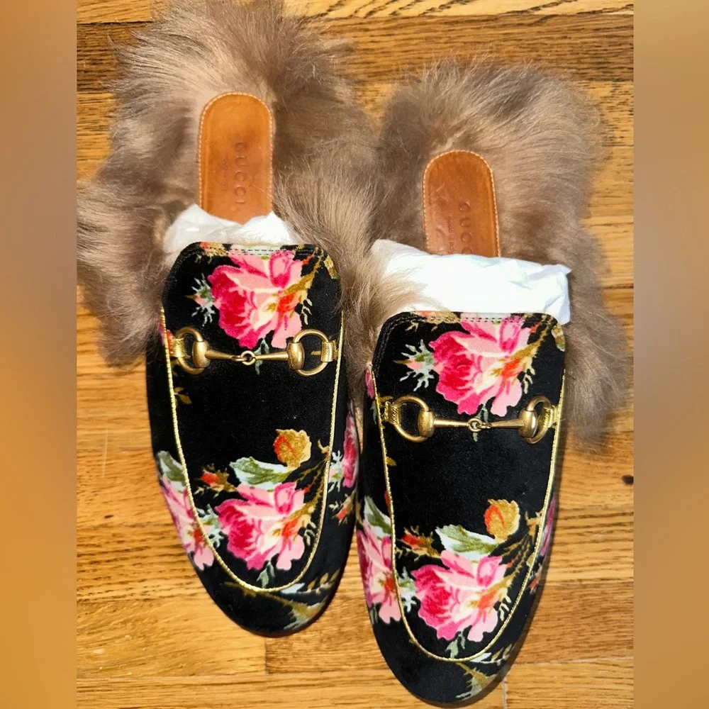 Gucci Princetown Velvet Floral Mike’s - Picture 4 of 5